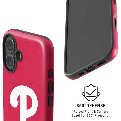 MLB Philadelphia Phillies - Solid Distressed iPhone 16 Plus Magsafe Impact Case